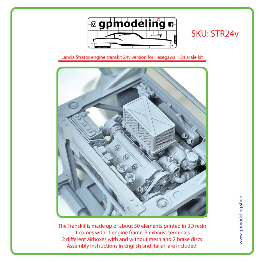 Lancia Stratos Engine 24v Transkit for HASEGAWA 1:24 kit