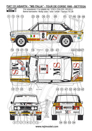 Reji Model Fiat 131 Abarth MS Italia 1980 Tour de Corse - 1981 Montecarlo Rally Sponsor by MS 1:24 - SKU: 115 Car n 8 - D. Cerrato/L. Guizzardi Car n 14 - A. Bettega/A. Bernacchini - gpmodeling