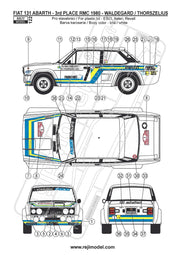 Reji Model Fiat 131 Abarth "Svenska" Swedish Rally 1980 Sponsor by Rally Monte Carlo 1:24 - SKU: 122 Car n 4 - Waldegard/Thorszelius - gpmodeling