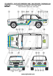 Reji Model Fiat 131 Abarth "Svenska" Swedish Rally 1980 Sponsor by Rally Monte Carlo 1:24 - SKU: 122 Car n 4 - Waldegard/Thorszelius - gpmodeling