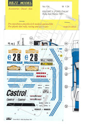 Reji Model Ford Escort RS 1800 Castrol - Sanremo Rally 1981 Sponsor by Castrol 1:24 - SKU: 124 Car n 28 - A. Presotto/m. Perissutti - gpmodeling