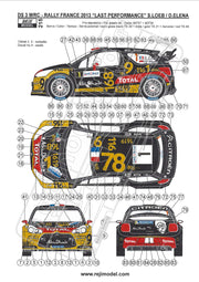 Buy Reji Model Citroën DS3 WRC Rally France 2013 "Last Performance" Sponsor by Total - 1:24 - SKU: 215 - (reji 215) - Car n 1 - S. Loeb/D. Elena at GPmodeling