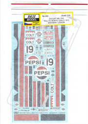 Buy Reji Model Ford Escort Mk. I Pepsi #19 - Rallye Monte Carlo 1972 - Sponsor by Pepsi - 1:24 - SKU: 242 - (reji 242) - (decals - P/E parts) - Car n 19 - Makinen/Liddon - at GPmodeling