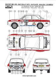 Reji Model Ford Escort RS1600 Mk I RS Motorcraft #18 - Sponsor by Motorcraft - 1:24 - SKU: 245 - (reji 245) - Car n 18 - M. Alen/I. Kivimaki at GPmodeling