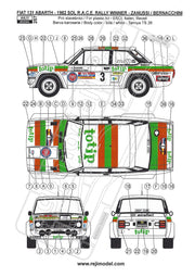 Reji Model Fiat 131 Abarth Jolly Club Totip #3 #4 - Isola d'Elba Rally 1982 - Sponsor by Jolly Club Totip - 1:24 - SKU: 257 - (reji 257) - Car n 3 - 4 -- Zanussi/Bernacchiniat GPmodeling