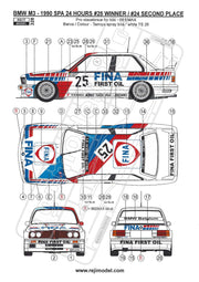 Reji Model BMW M3 E30 Sponsored by Fina #25 - 1990 24H SPA WINNER - 1:24 - SKU: 328 - (reji 328) - Car n 24 - Danner/Quester/Duez - Car n 25 - Ceccotto/Oestreich/Giroix - at GPmodeling