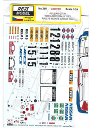 Reji Model Nissan Pulsar GTI-R Group A Nissan Motorsports Europe - 1000 Lakes Rally 1990 - Rallye Monte Carlo 1992 - Sponsor by Jecs - 1:24 - SKU: 366 (reji 366) - (decals+P/E parts) Limited at GPmodeling