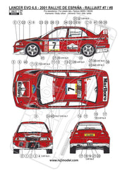 Reji Model Mitsubishi Lancer EVO 6.5 Group A - 2001 Rallye Catalunya - Ralliart Team Marlbor - 1:24 - SKU: 372 - (reji 372) - (decals+TK) - Car n 7 - T Makinen/R. Mannisenmaki - Car n 8 - F. Loix/S. Smeets at GPmodeling