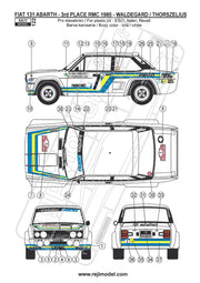 Reji Model Fiat 131 Abarth "Svenska" Swedish Rally 1980 Sponsor by Rally Monte Carlo 1:24 - SKU: 122  Car n 4 - Waldegard/Thorszelius - gpmodeling