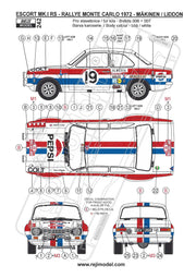 Buy Reji Model Ford Escort Mk. I Pepsi #19 - Rallye Monte Carlo 1972 - Sponsor by Pepsi - 1:24 - SKU: 242 - (reji 242) - (decals - P/E parts) - Car n 19 - Makinen/Liddon - at GPmodeling