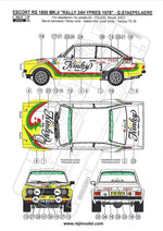 Reji Model Ford Escort RS 1800 Mk. II Kinley #3 - Rally 24H Yperes 1978 - Sponsor by Kinley - 1:24 - SKU: 274 - (reji 274) - Car n 3 - Staepelaere/Franssen - at GPmodeling