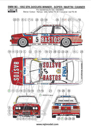 Reji Model BMW M3 E30 1992 - 24 Hours SPA Winner Sponsor by Fina Bastos 1:24 - SKU: 298  Car n 5 - Soper/Martin/Danner