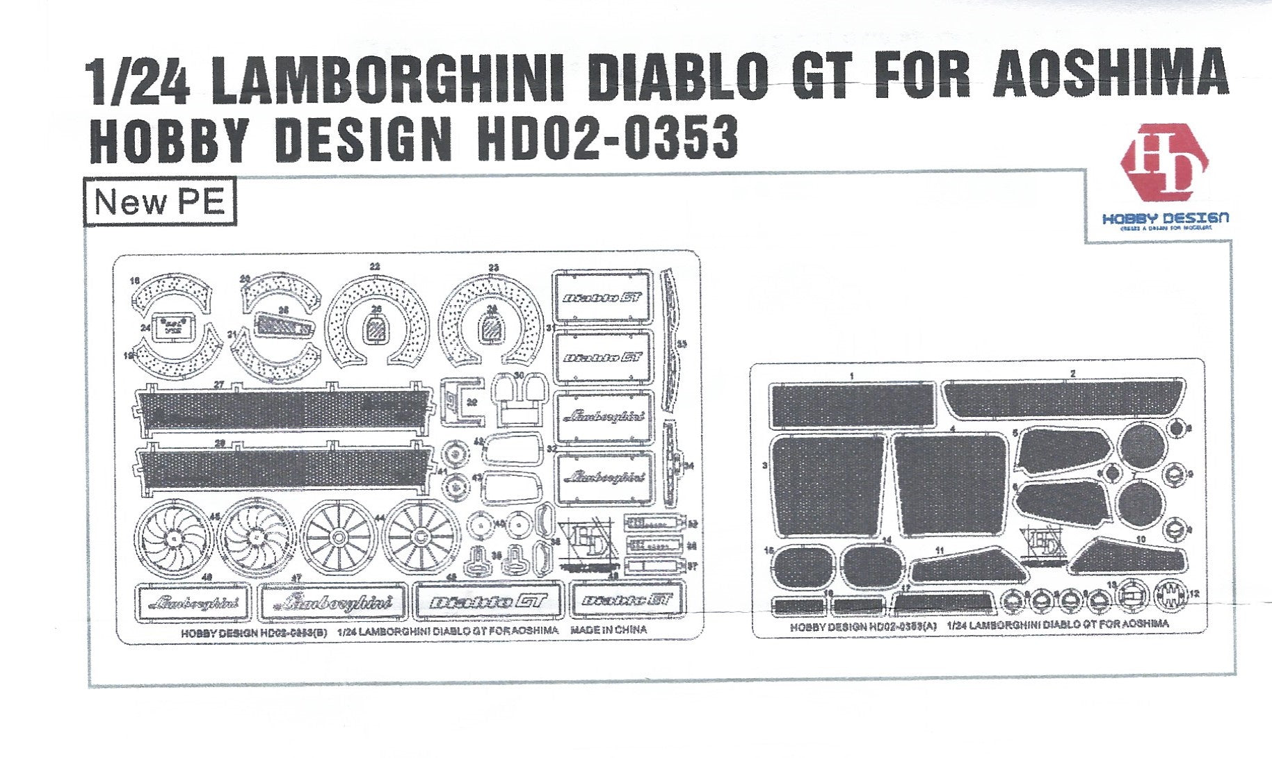 Hobby Design Lamborghini Diablo GT Detail Parts Set 1:24 - GPmodeling